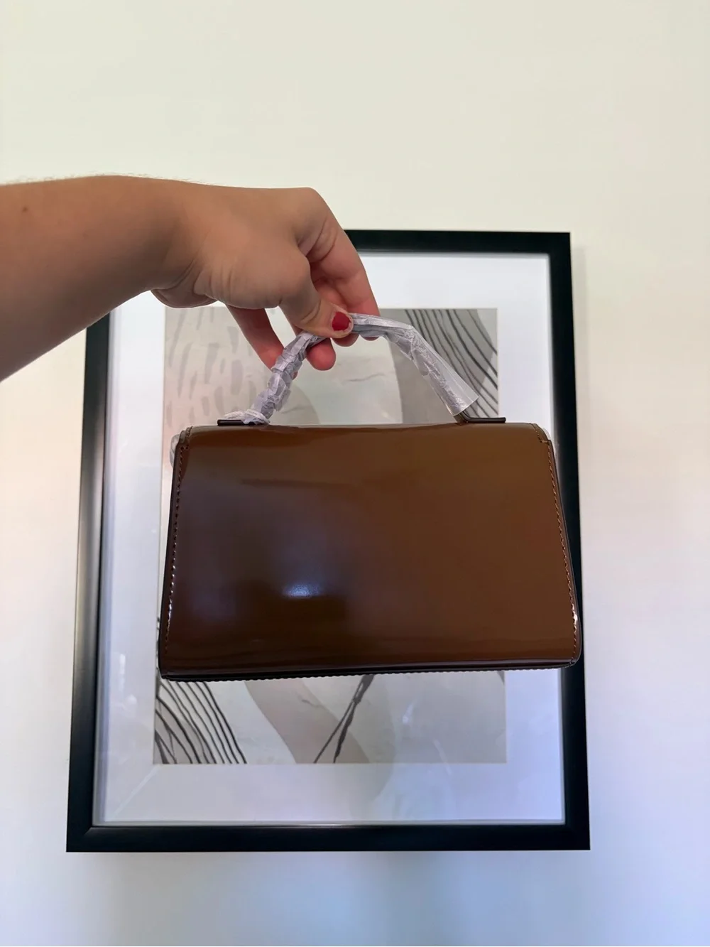 Tory Burch Brown Patent Leather Top-Handle Bag